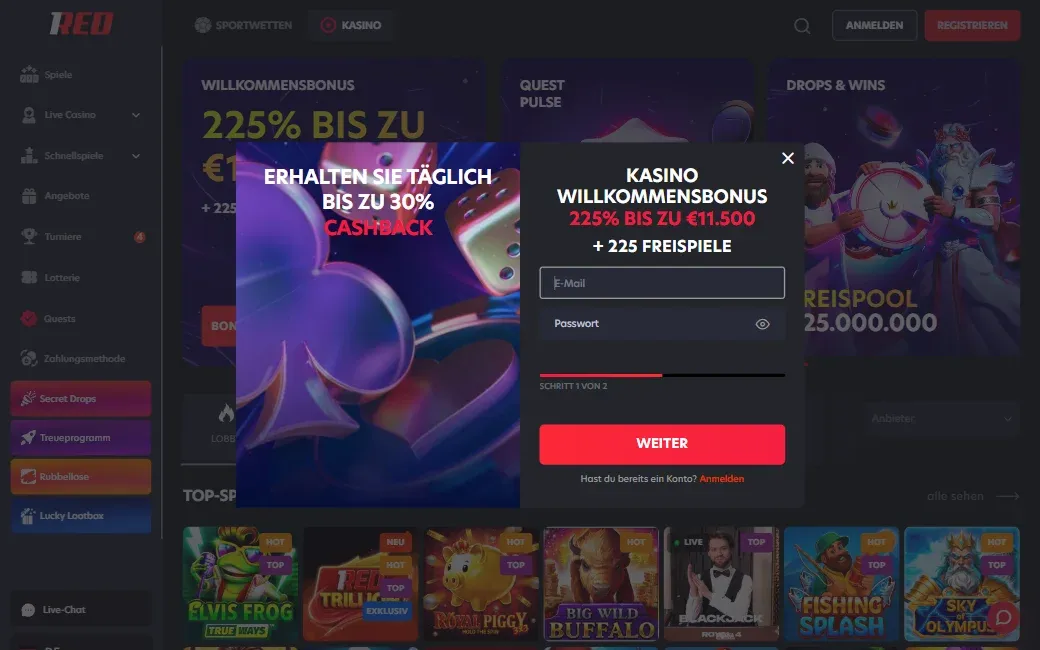 1red casino login registrieren